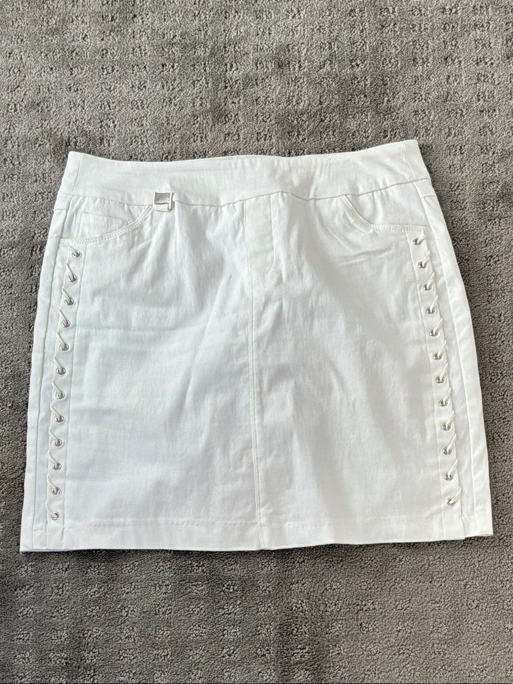 Lulu-B White skort with Side Lace-Up Grommets